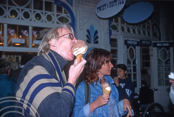 T5413. Eating Ice cream at the Tivoli gardens. Copenhagen. Denmark. August 1995