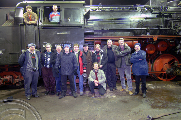 FDG2916. The gang with 50 3708. Wernigerode works. Harz railway. Germany. 16.2.06.