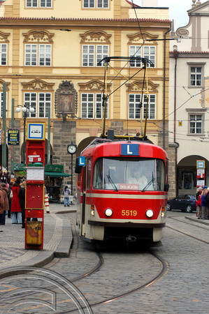 FDG1708.Tram 5519. Malostranski  Namesti. Prague. Czech Republic. 28.12.04.