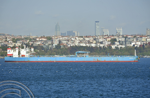 DG393866. Crude oil tanker Advantage Atom. IMO 9472622. 61336 gross tonnes. Built 2011. Istanbul. Turkey. 7.5.2023.