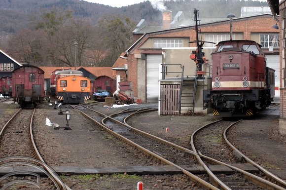 FDG2970. 199 861 Wernigerode works. Harz railway. Germany. 17.2.06.