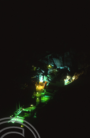 T11893. Fira Skala at night. Santorini. Cyclades. Greece. 25.9.01