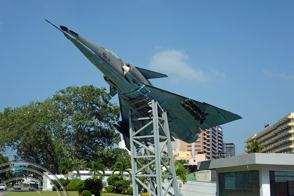 DG237252. Israeli bult Kfir fighter plinthed at Air Force HQ . Colombo. Sri Lanka. 11.1.16.