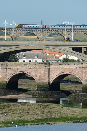 DG153120. AXC  train. Royal Border Bridge. Berwick Upon Tweed. 11.7.13.