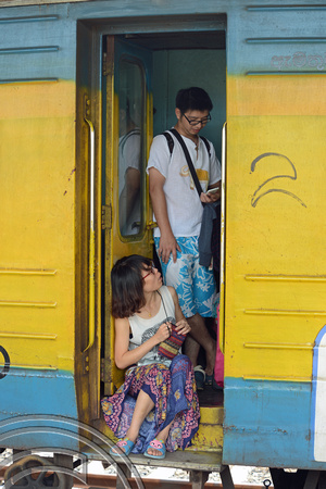 DG238632. Tourists on the train - just. Galle. Sri Lanka. 29.1.16