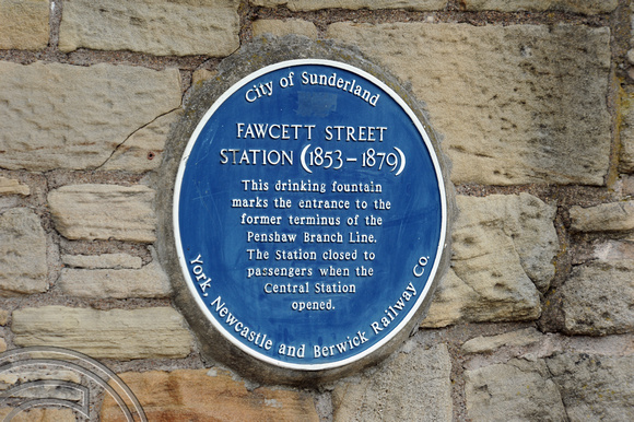DG83858. Fawcett St. station plaque. Sunderland. 10.6.11.