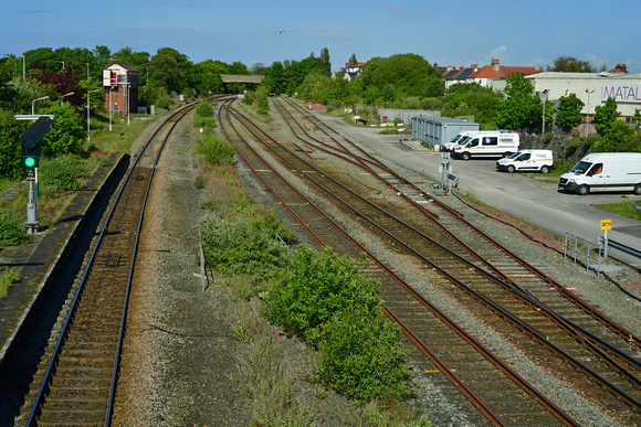 DG394401. Station approach tracks from the East. Rhyl. 16.5.2023.