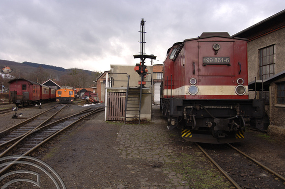 FDG2968. 199 861 Wernigerode works. Harz railway. Germany. 17.2.06.