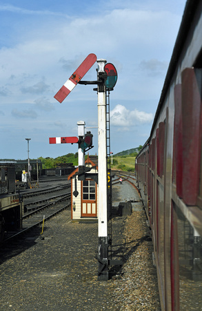DG398173. Somersault signals. Weyborne. North Norfolk Railway. 20.6.2023.
