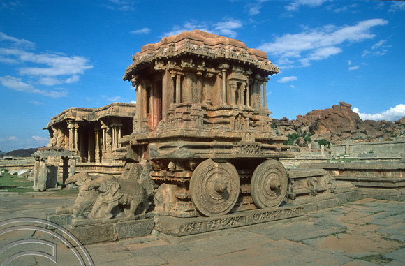 T6175. Stone chariot. Vittala Temple. Hampi. Karnataka. India. December.1997