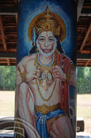 T6064. Painting of Hanuman in a Hindu temple. Goa. India. December 1997