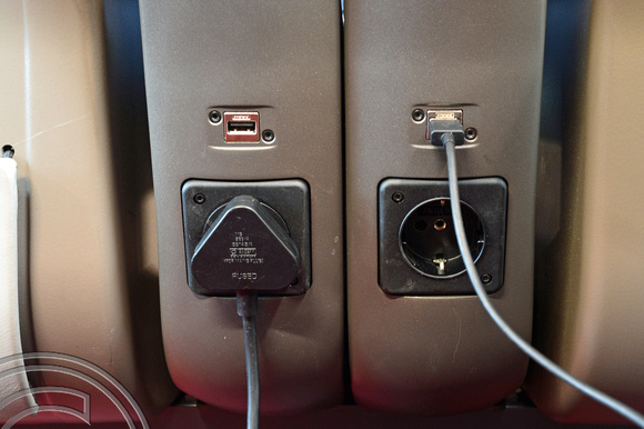 DG245841. Eurostar e320. at seat USB & power sockets. 14.6.16