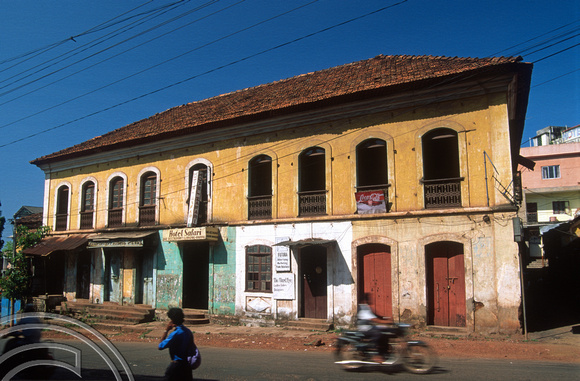 T6017. Hotel Safari. Old Portugese building in the regional town. Mapusa. Goa. India. November 1997