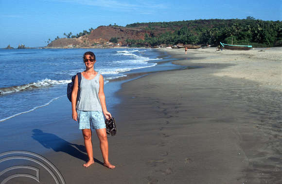 T6083. Lynn on the main beach. Arambol. Goa. India. December 1997