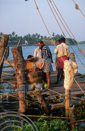 T6272. Chinese fishing nets. Fort Cochin. Kerala. India. December.1997