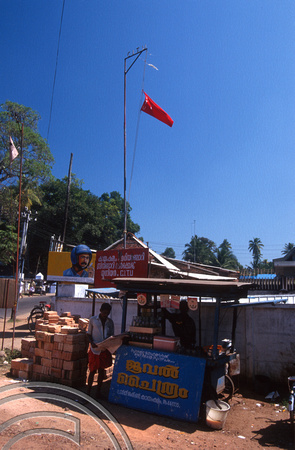 T6376. Flying the red flag. Kerala. India. December.1997