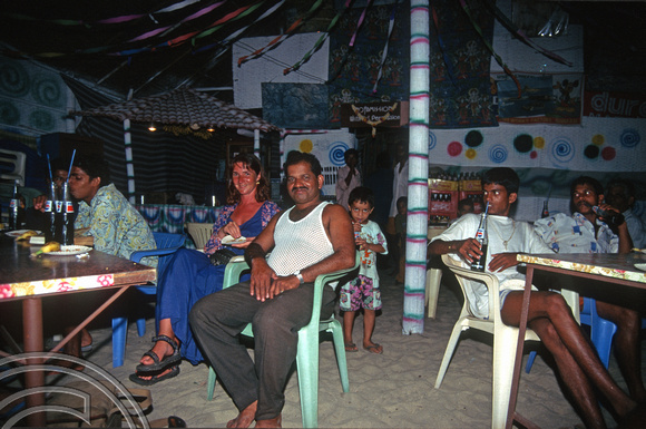 T6105. Sunni's opening night staff party. Arambol. Goa. India. December 1997