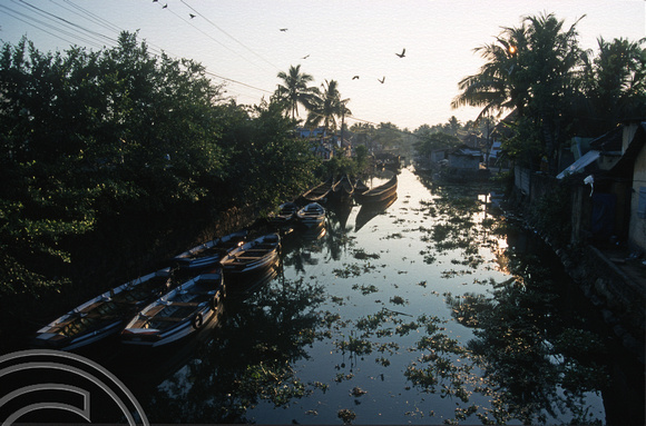 T6298. Canal in the evening light. Cochin. Kerala. India. December.1997