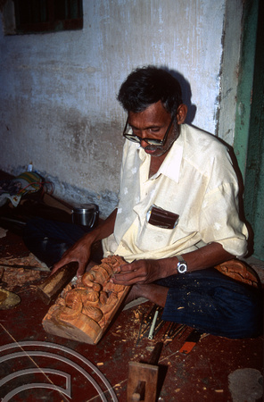 T6248. Carving a sandlewood statue of Ganesh. Mysore. Karnataka. India. December.1997