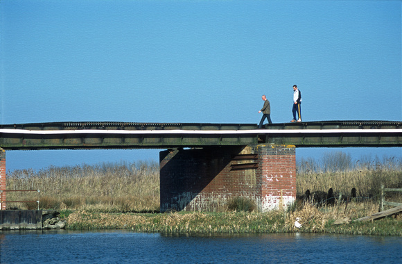 11987. Trespassers on the Gt Ouse bridge. Ely. 22.03.03