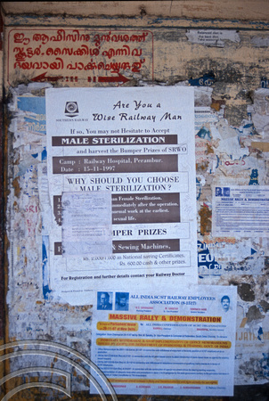 T6371. Sterilisation poster. Quilon station. Kerala. India. December.1997