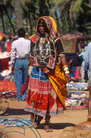 T4478. Tribal woman at the Flea market. Anjuna. Goa. India. December 1993.