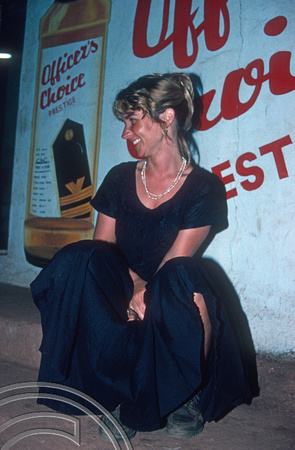 T4571. Lynn at the Prakash bar. Arambol. Goa. India. 31st December 1993.