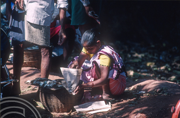 T4548. Selling fish. Arambol. Goa. India. December 1993.