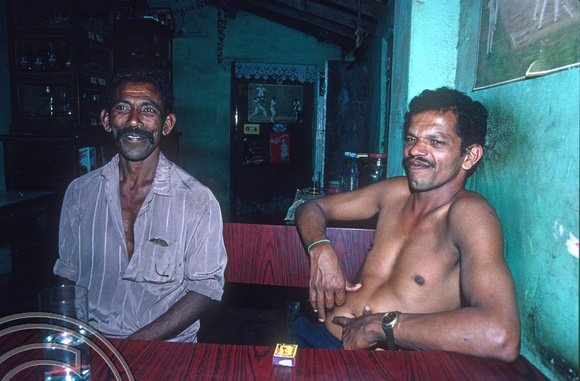 T4568. Umesh and friend in the Prakash Bar. Arambol. Goa. India. 31st December 1993.