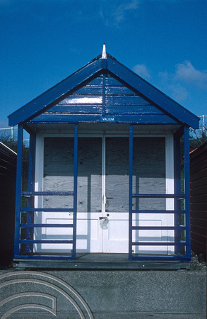 T4627. Beach hut named 'Valium'. Southwold. Suffolk. England. 2nd April 1994.