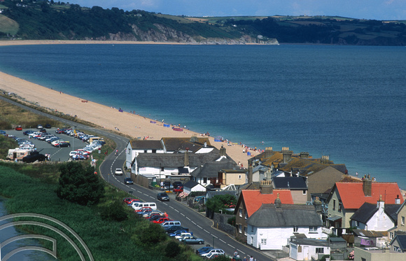 T4669. Looking down on Torcross. Devon. England.  5th August 1994.
