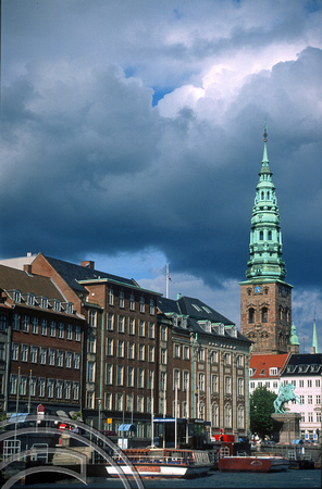 T4714. City spires and clouds. Copenhagen. Denmark. 28th August 1994.