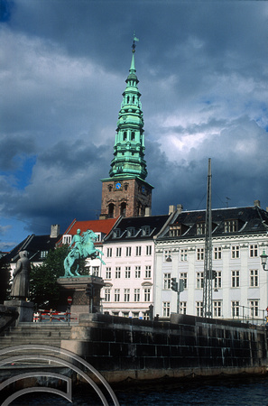 T4717. City spires and clouds. Copenhagen. Denmark. 28th August 1994.