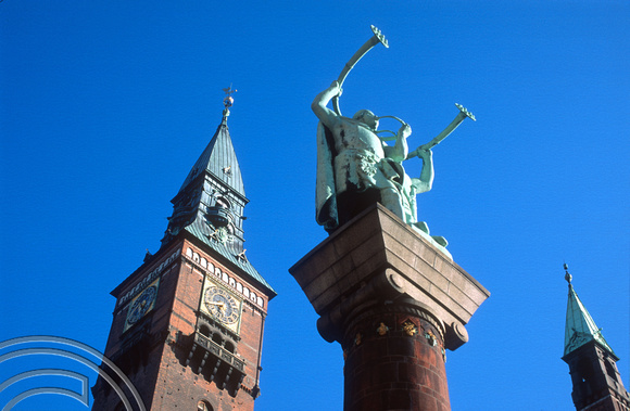 T4719. The Radhus clocktower. Copenhagen. Denmark. August 1994.