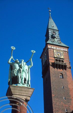 T4720. The Radhus clocktower. Copenhagen. Denmark. August 1994.