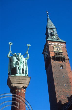 T4724. The Radhus clocktower. Copenhagen. Denmark. August 1994.