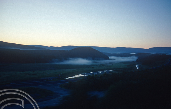 T02773. Dawn mist near Inverness. Scotland. 21st July 1990