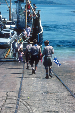 T02821. Boy scouts catch the ferry. Kyle of Lochalsh. Scotland. 24th July 1990