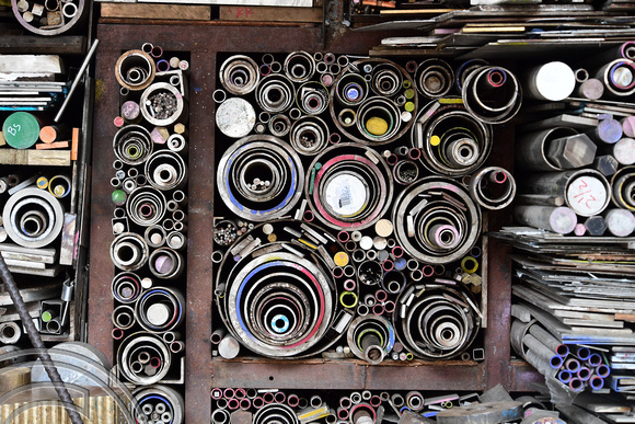 DG265346. Shapes in a steel shop. Jalan Mangga Besar 1. Glodok. Jakarta. Java. Indonesia. 14.2.17