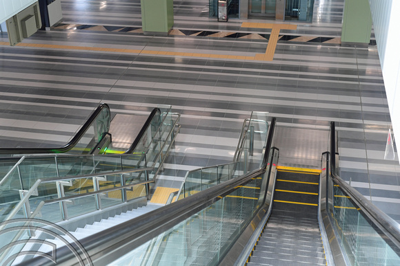 DG266764. Escalators from platform level. Klang Valley MRT. Sungai Buloh. Kuala Lumpur. Malaysia. 20.2.17