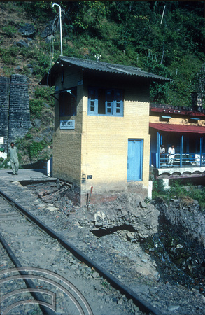 T02921. . Signalbox at Koti. Shimla - Kalka train. Himachal Pradesh. India. 22nd October 1991