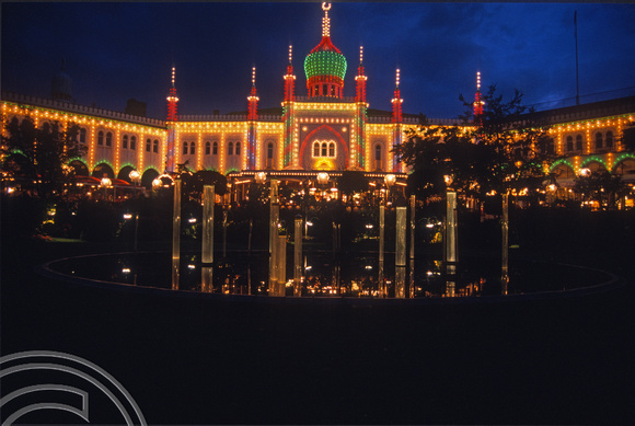 T5411. Tivoli gardens at night. Copenhagen. Denmark. August 1995