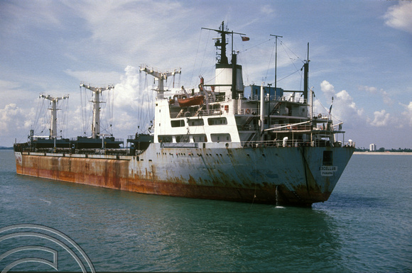 T03560. Excellus. Ship off the harbour. Penang. Malaysia. 15th May 1992