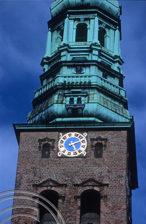 T5394. Clock in church spire. Copenhagen. Denmark. August 1995