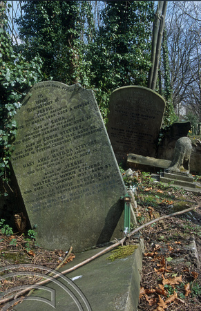 T5453. Tilted graves. Highgate cemetery. London. England. 1996