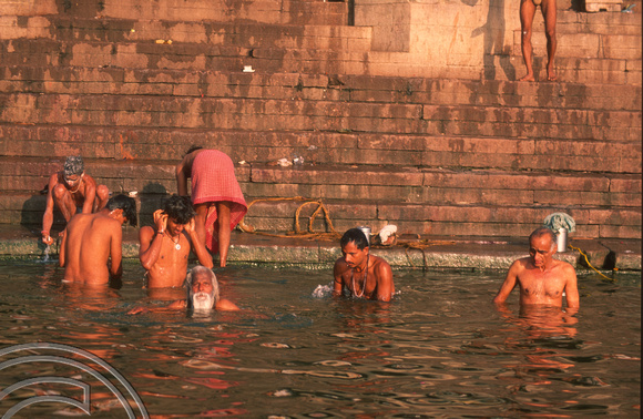 T6857. Bathing at the ghats. Varanasi. Uttar Pradesh. India. February 1998. jpg
