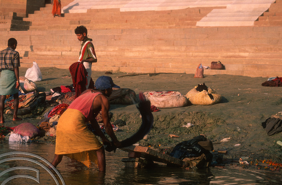 T6863. Dhobis at the ghats. Varanasi. Uttar Pradesh. India. February 1998. jpg