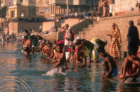 T6865. Bathing at the ghats. Varanasi. Uttar Pradesh. India. February 1998. jpg
