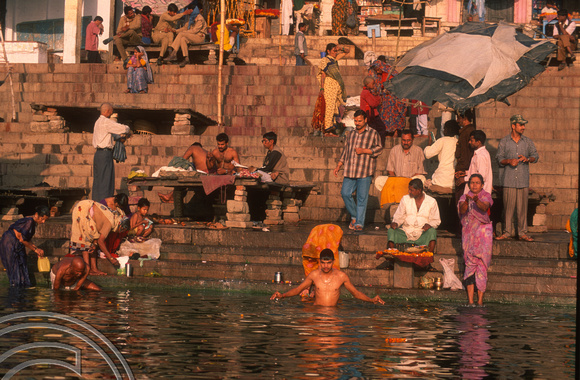 T6852. Bathing at the ghats. Varanasi. Uttar Pradesh. India. February 1998. jpg