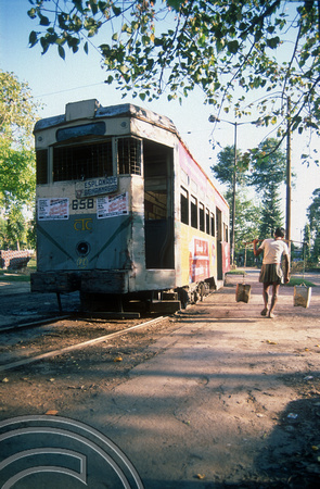 T6779. Tram 658 at the terminus. Calcutta. West Bengal. India. February 1998